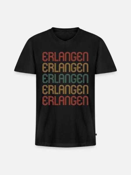 Erlangenerin Erlangener Erlangen - Men's Premium Organic T-shirt with V-neck - black