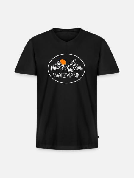 Watzmann - Männer Premium Bio T-Shirt mit V-Ausschnitt - Schwarz