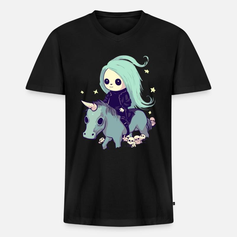 Pastell Goth Kawaii Süßes - Männer Premium Bio T-Shirt mit V-Ausschnitt - Schwarz