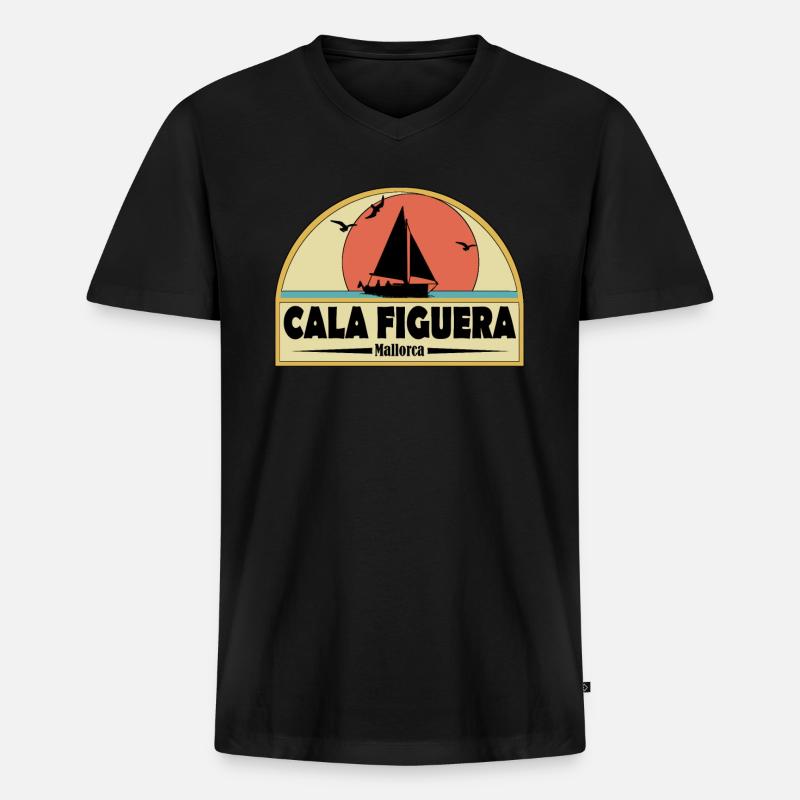 Cala Figuera - Männer Premium Bio T-Shirt mit V-Ausschnitt - Schwarz