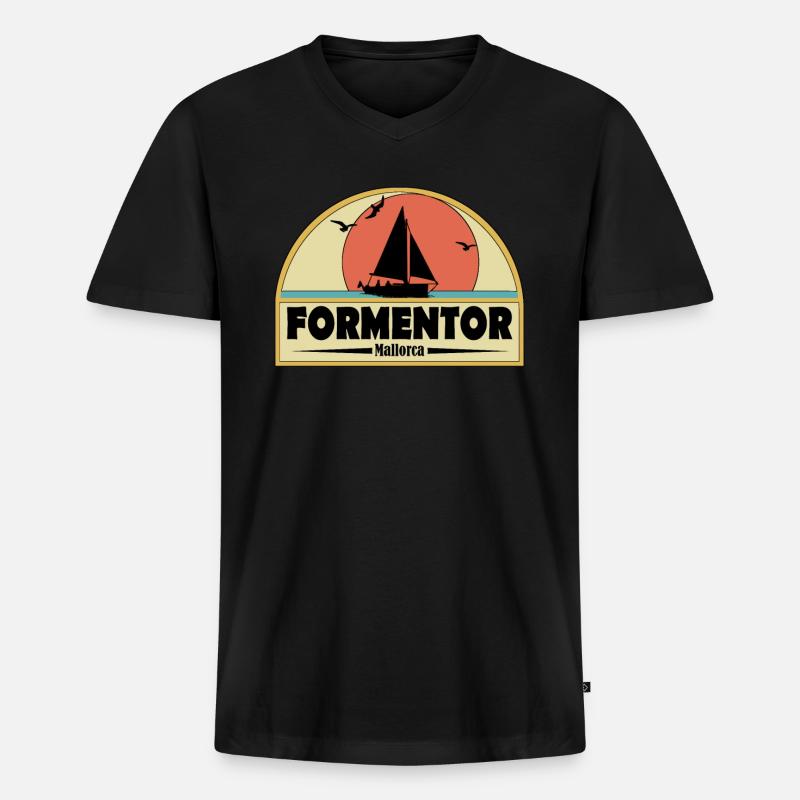 Formentor - Männer Premium Bio T-Shirt mit V-Ausschnitt - Schwarz