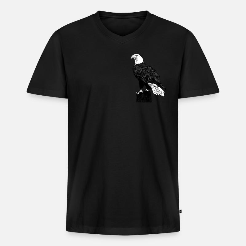 Adler - Männer Premium Bio T-Shirt mit V-Ausschnitt - Schwarz