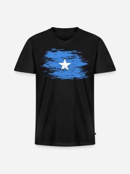 Drapeau de la Somalie utilisé - T-shirt encolure en V Premium bio Homme - noir