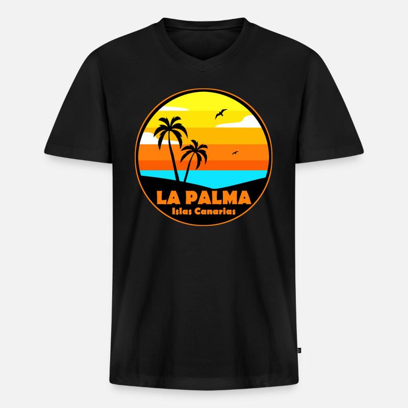 La Palma - Männer Premium Bio T-Shirt mit V-Ausschnitt - Schwarz