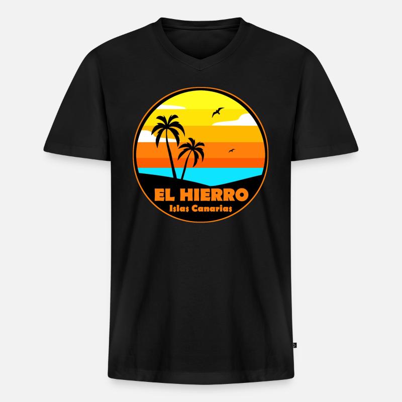 el Hierro - Männer Premium Bio T-Shirt mit V-Ausschnitt - Schwarz