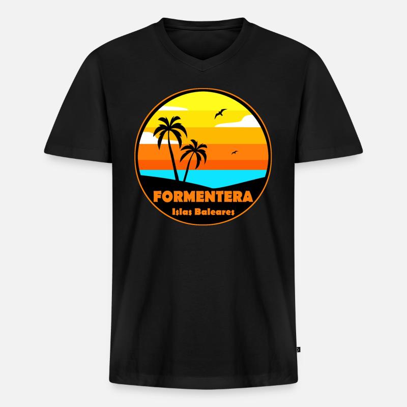 Formentera - Männer Premium Bio T-Shirt mit V-Ausschnitt - Schwarz