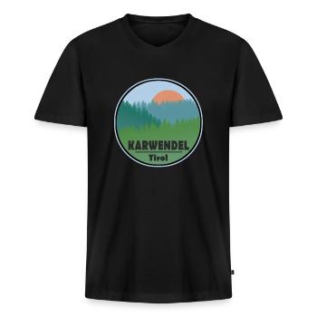 Karwendel - Männer Premium Bio T-Shirt mit V-Ausschnitt - Schwarz - Vorne - Nico (187cm)