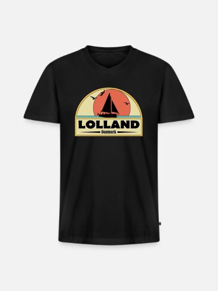 Lolland - T-shirt encolure en V Premium bio Homme - noir