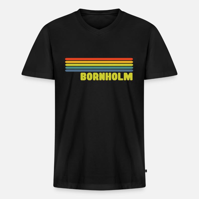 Bornholm - Männer Premium Bio T-Shirt mit V-Ausschnitt - Schwarz