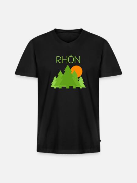 Rhön - Männer Premium Bio T-Shirt mit V-Ausschnitt - Schwarz