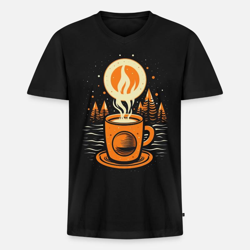 Kaffeetasse - Männer Premium Bio T-Shirt mit V-Ausschnitt - Schwarz