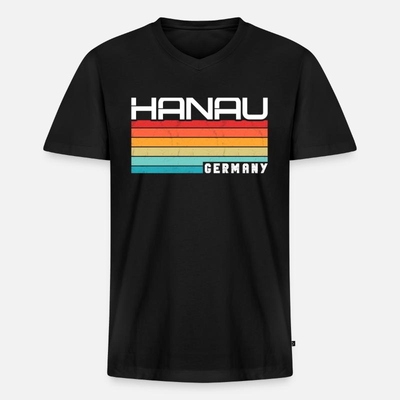Hanauerin Hanauer Hanau - Männer Premium Bio T-Shirt mit V-Ausschnitt - Schwarz