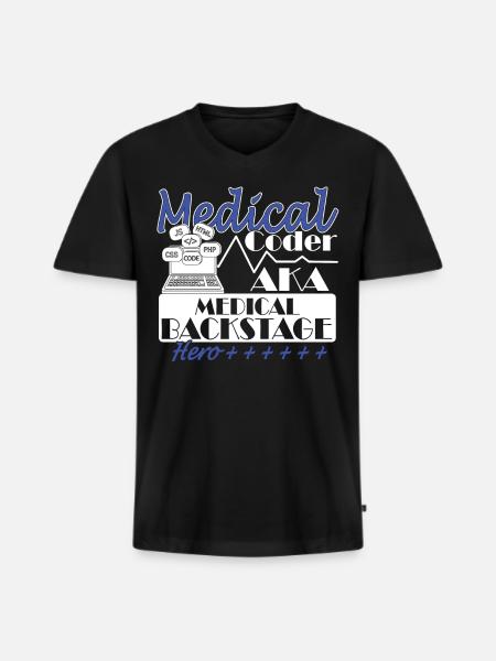 Assistant médical - Codeur médical - T-shirt encolure en V Premium bio Homme - noir