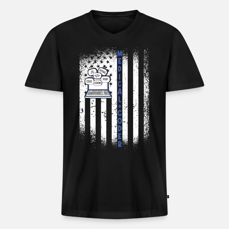 Medizinischer Assistent - Medizinischer Kodierer - Männer Premium Bio T-Shirt mit V-Ausschnitt - Schwarz