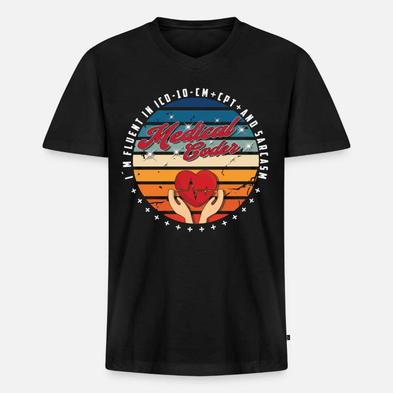 Medizinischer Assistent - Medizinischer Kodierer - Männer Premium Bio T-Shirt mit V-Ausschnitt - Schwarz