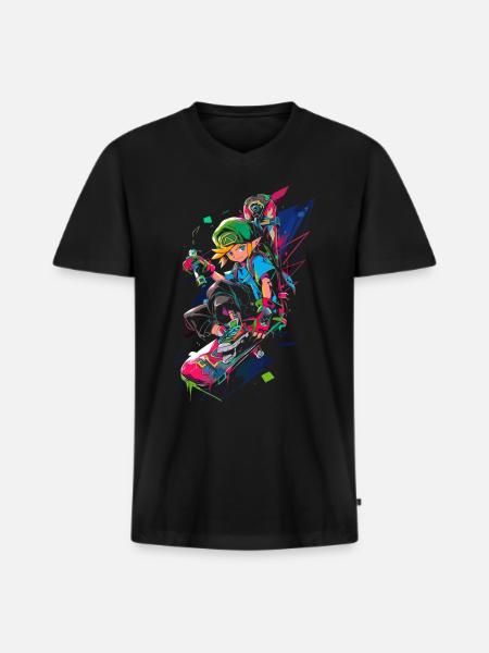 Legendärer Waldjunge: Cooles Boarder Gaming-Design - Männer Premium Bio T-Shirt mit V-Ausschnitt - Schwarz