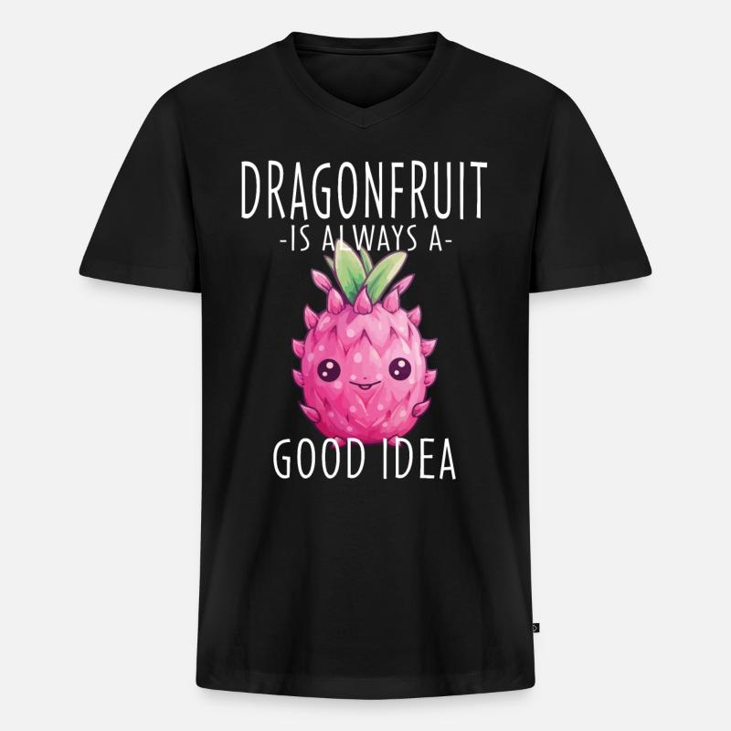 Dragonfruit Kawaii - Männer Premium Bio T-Shirt mit V-Ausschnitt - Schwarz