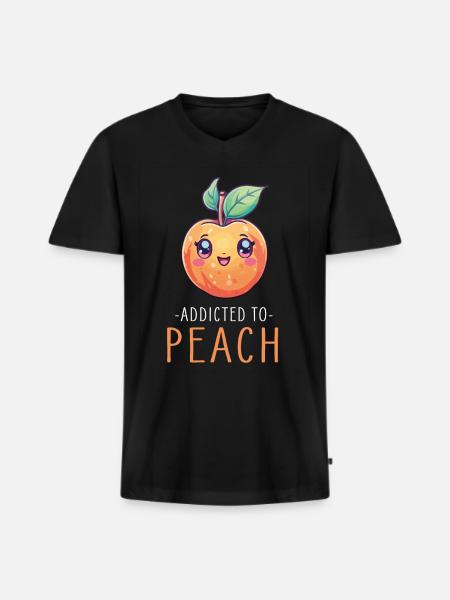 Peach Kawaii - Men's Premium Organic T-shirt with V-neck - black
