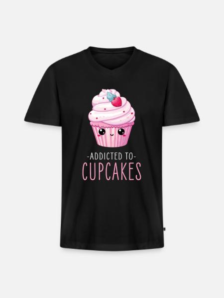Cupcake Kawaii - Men's Premium Organic T-shirt with V-neck - black