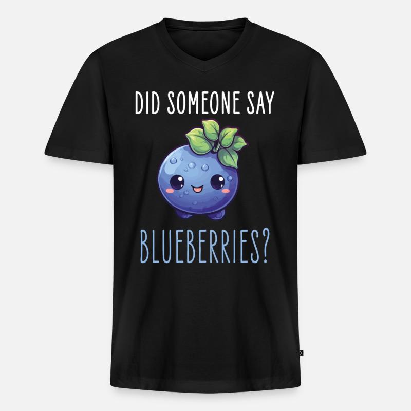 Blaubeere Kawaii - Männer Premium Bio T-Shirt mit V-Ausschnitt - Schwarz