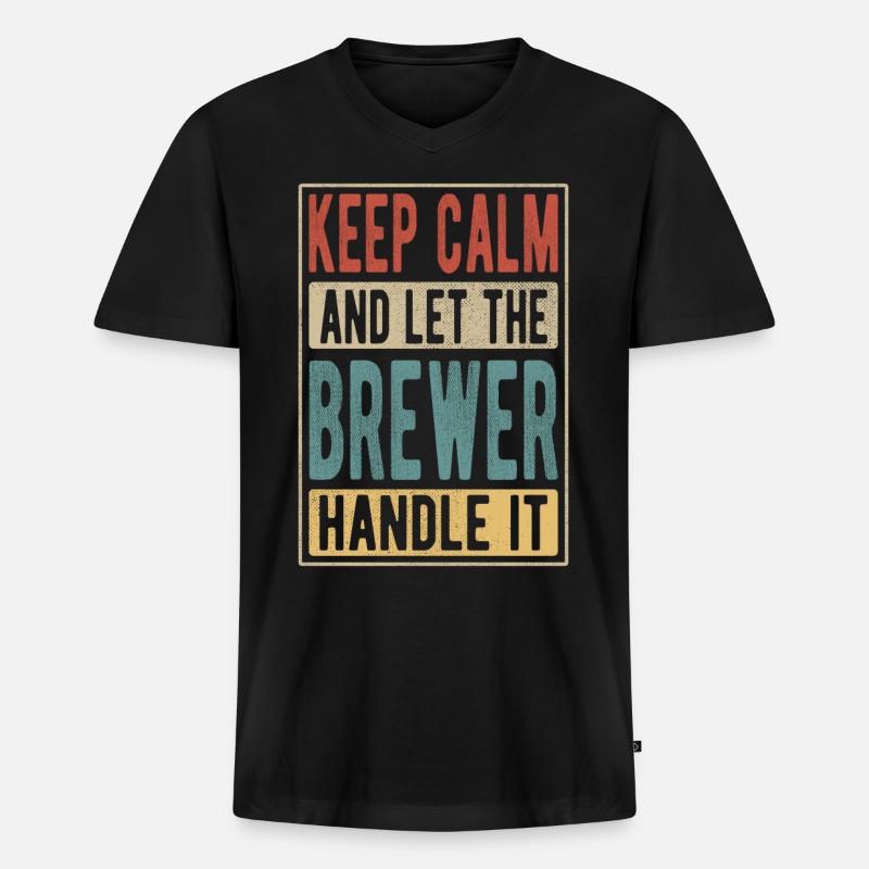 Brauer Retro Geschenk - Männer Premium Bio T-Shirt mit V-Ausschnitt - Schwarz