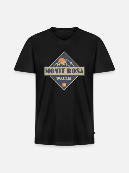 Monte Rosa - Männer Premium Bio T-Shirt mit V-Ausschnitt - Schwarz