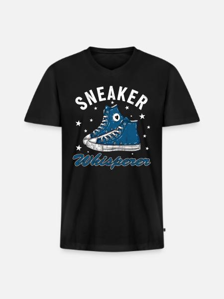 "Sneaker Whisperer" shoe fan - Men's Premium Organic T-shirt with V-neck - black