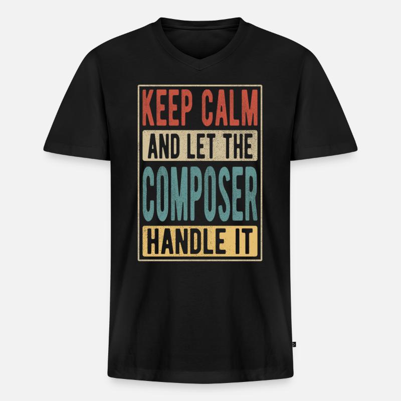 Komponist Retro Geschenk - Männer Premium Bio T-Shirt mit V-Ausschnitt - Schwarz