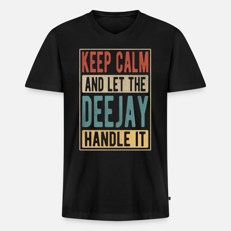 Deejay Retro Geschenk - Männer Premium Bio T-Shirt mit V-Ausschnitt - Schwarz
