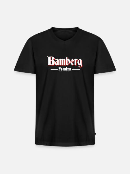 Bamberg - Männer Premium Bio T-Shirt mit V-Ausschnitt - Schwarz