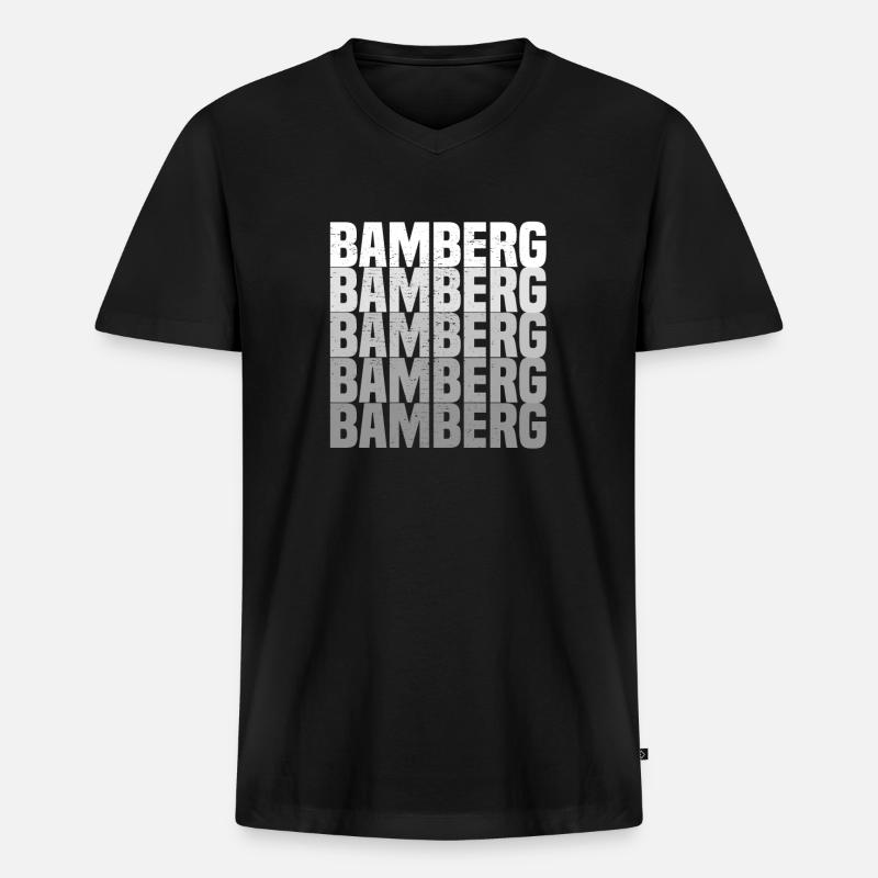 Bamberg - Männer Premium Bio T-Shirt mit V-Ausschnitt - Schwarz