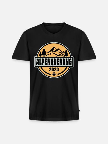 Alpenquerung 2023 - Männer Premium Bio T-Shirt mit V-Ausschnitt - Schwarz