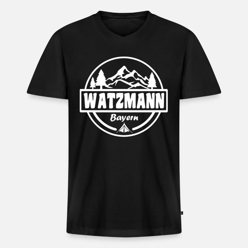 Watzmann - Männer Premium Bio T-Shirt mit V-Ausschnitt - Schwarz