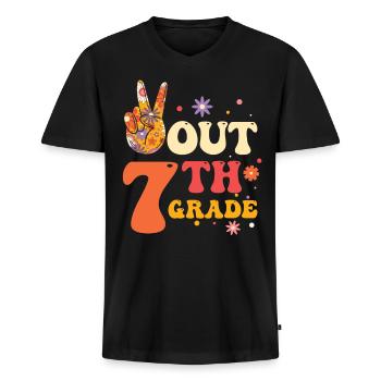 Peace Out 1. Klasse Letzter Schultag - Männer Premium Bio T-Shirt mit V-Ausschnitt - Schwarz - Vorne - Nico (187cm)
