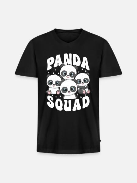 Panda Squad - Men's Premium Organic T-shirt with V-neck - black