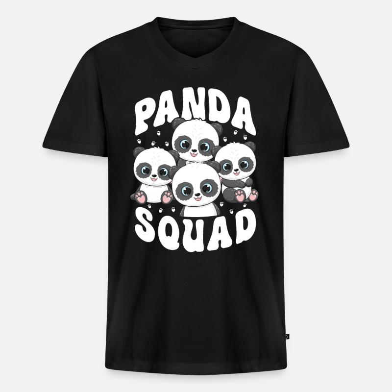 Panda Squad - Men's Premium Organic T-shirt with V-neck - black