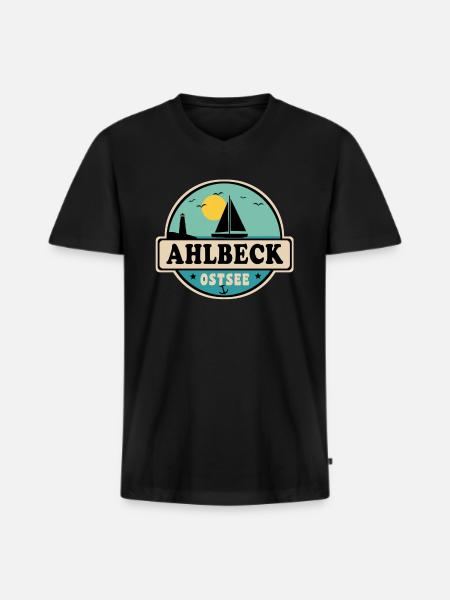 Ahlbeck - Männer Premium Bio T-Shirt mit V-Ausschnitt - Schwarz