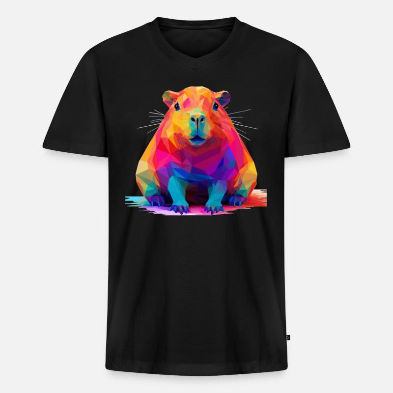Conception de polygones bas Capybara - T-shirt encolure en V Premium bio Homme - noir