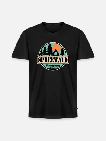 Spreewald Camping - Männer Premium Bio T-Shirt mit V-Ausschnitt - Schwarz