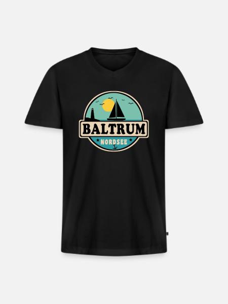 Ostsee Segelboot Leuchtturm Baltrum - Männer Premium Bio T-Shirt mit V-Ausschnitt - Schwarz