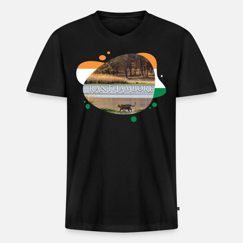 Ranthambore Indien Souvenir - Männer Premium Bio T-Shirt mit V-Ausschnitt - Schwarz