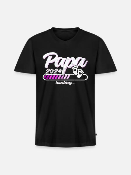 Father-to-be - Dad 2024 loading - Men's Premium Organic T-shirt with V-neck - black