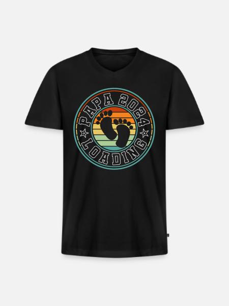 Father-to-be - Dad 2024 loading - Men's Premium Organic T-shirt with V-neck - black