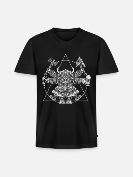 Funny Vitruvian Viking warrior - Men's Premium Organic T-shirt with V-neck - black