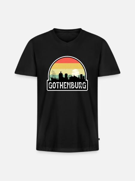 Göteborg Sverige Flagga Skyline Travel Souvenir - Ekologisk premium-T-shirt med V-ringning herr - svart
