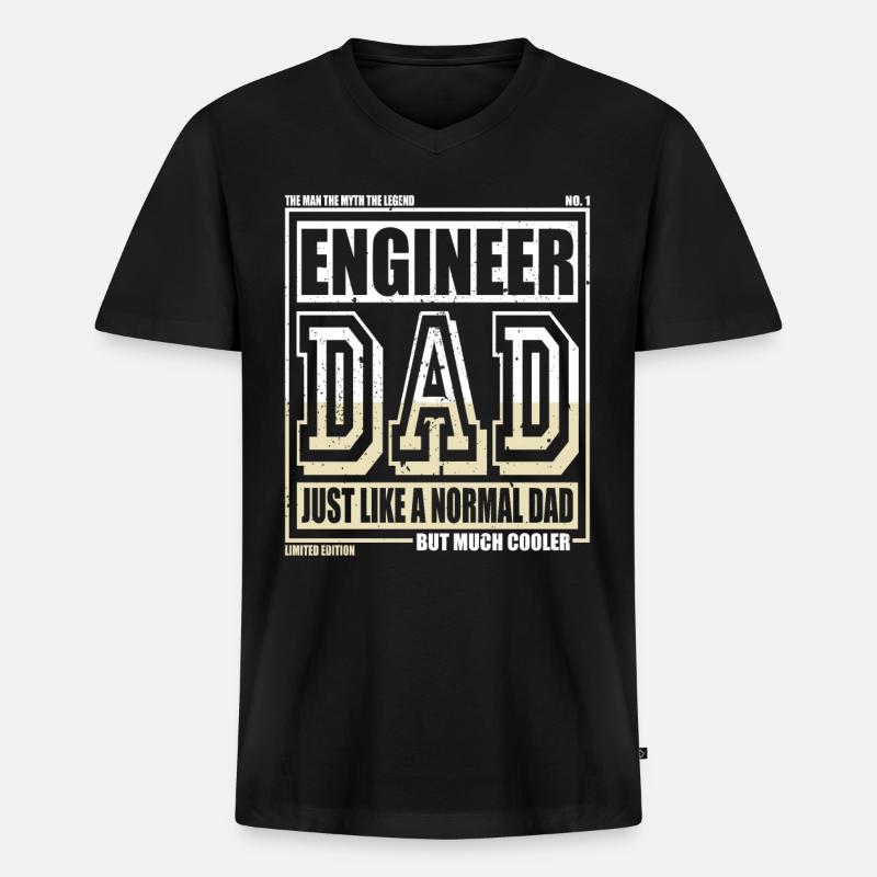 Engineer Daddy Gift - Men's Premium Organic T-shirt with V-neck - black