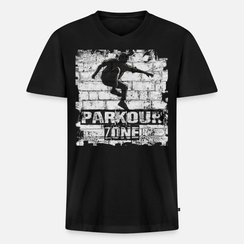 Parkour - Männer Premium Bio T-Shirt mit V-Ausschnitt - Schwarz