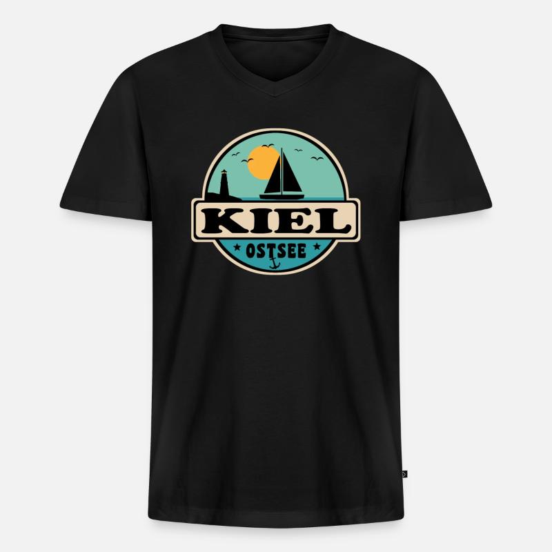 Kiel - Männer Premium Bio T-Shirt mit V-Ausschnitt - Schwarz