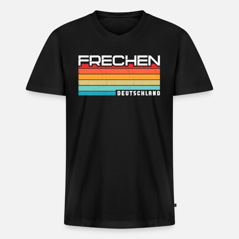 Frechenerin Frechener Frechen - Männer Premium Bio T-Shirt mit V-Ausschnitt - Schwarz