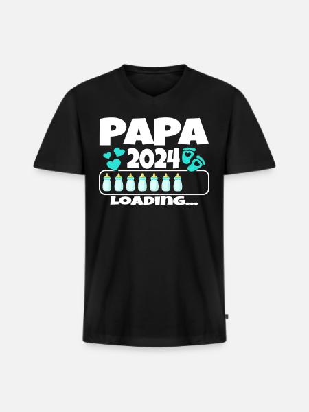 Father-to-be - Dad 2024 loading - Men's Premium Organic T-shirt with V-neck - black